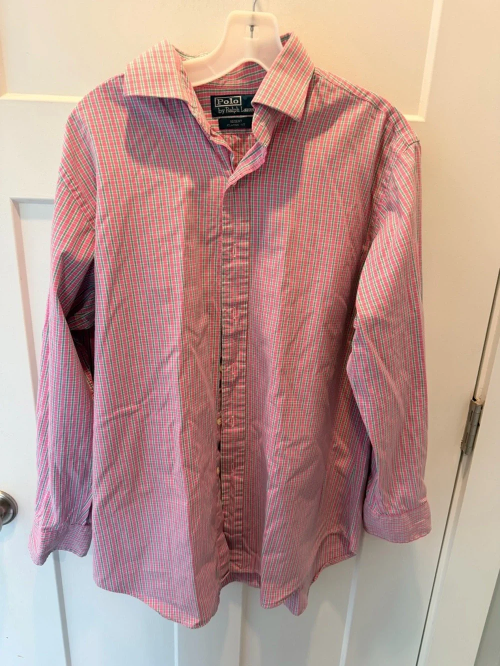 Polo Ralph Lauren Classic Fit Shirt 16 32/33 Pink Blue Plaid Button Down
